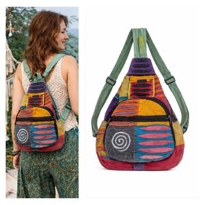 Bohemian Hippie Hobo Backpack Bag Patchwork Colorful Festival Packable Gypsy